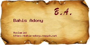 Bahis Adony névjegykártya